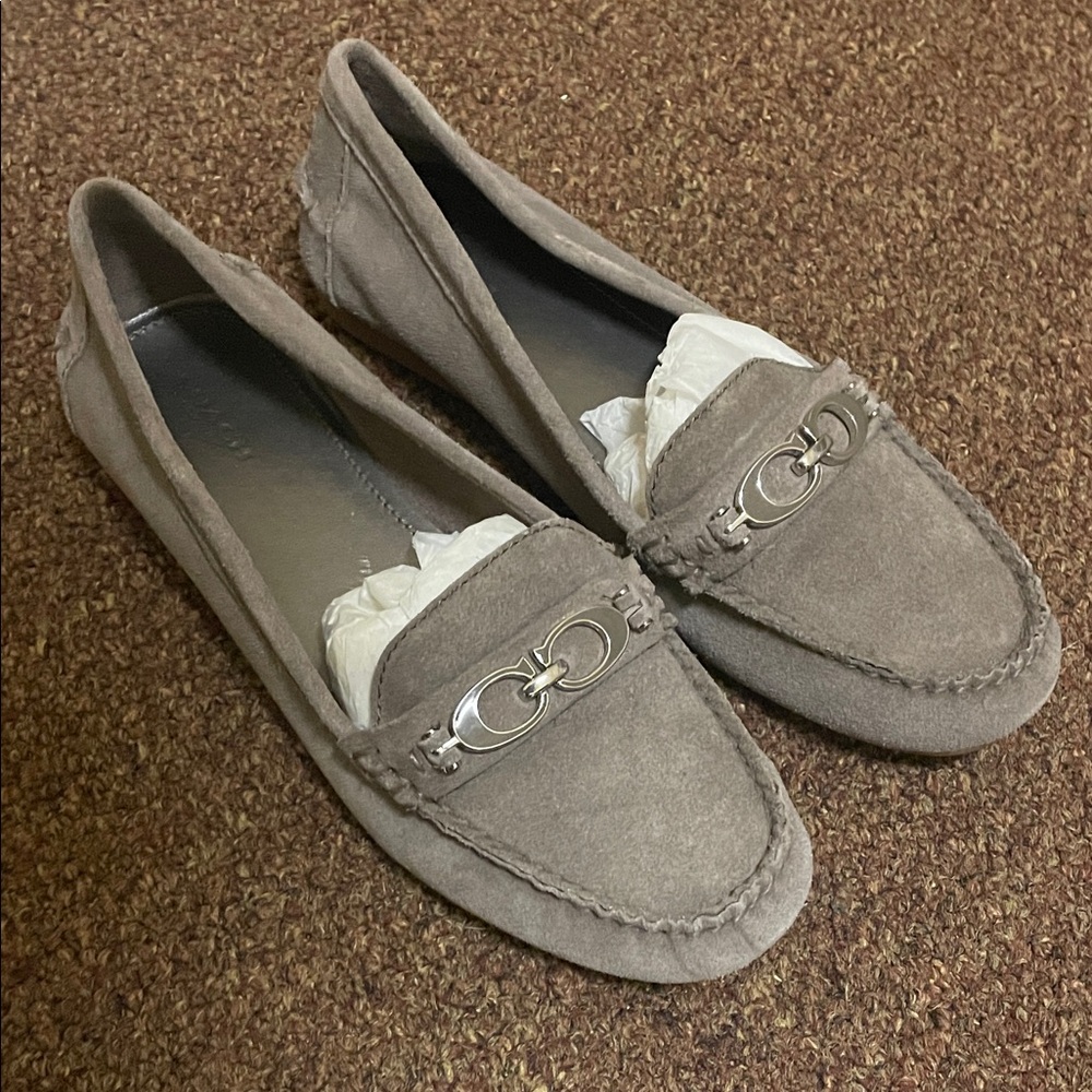 Gray Suede COACH Fortunata Women's Loafers A4481 9.5 Excellent Condition!